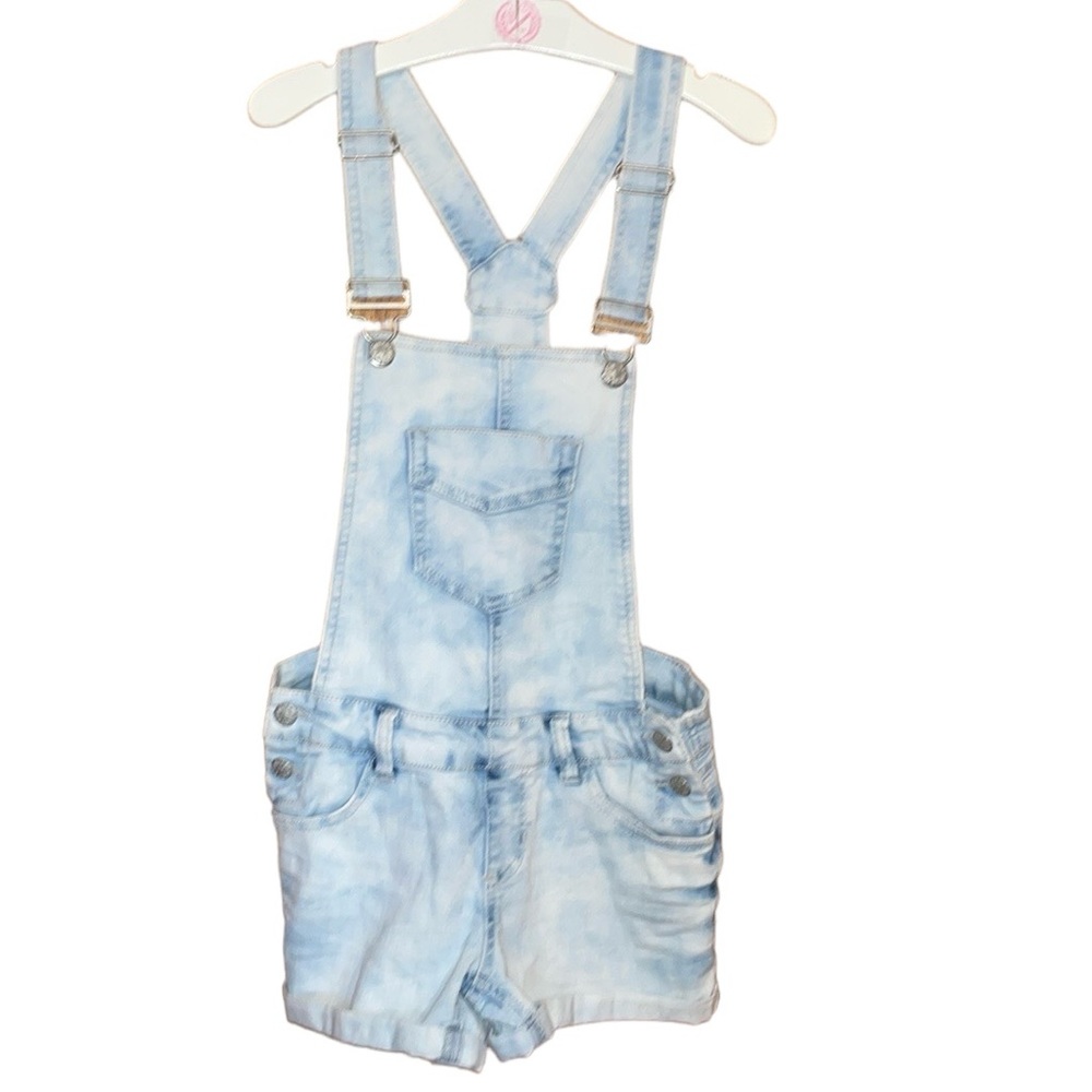 •BLUE SPICE•DENIM ACID WASH OVERALLS SHORTS SIZE 3 EUC